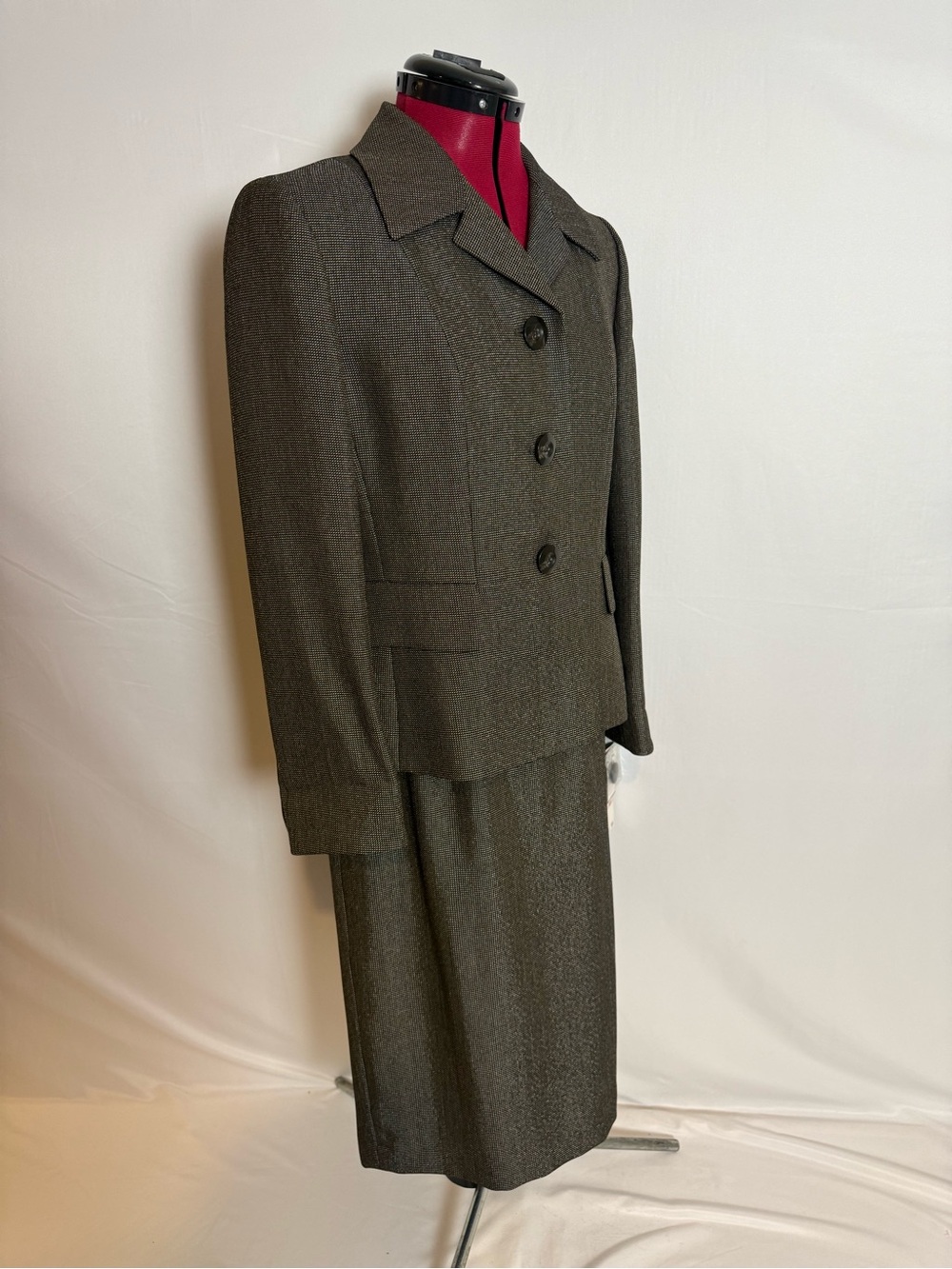NWT Evan Picone Skirt Suit Size 10P Black & Brown 2-Piece Set Blazer & Skirt - Picture 2 of 16